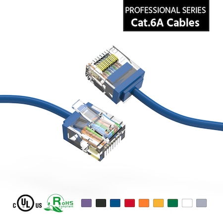 Bestlink Netware CAT6A UTP Super-Slim Ethernet Network Cable 32AWG- 4ft- Blue 100294BL
